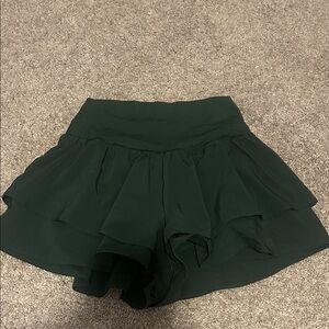 Dark Green Aerie Women's Ruffle Shorts